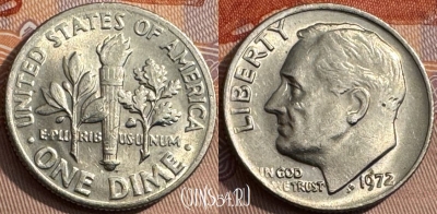 США 1 дайм 1972 года, KM# 195a, 346s-140