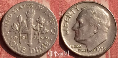 США 10 центов 1975 года, KM# 195a, 408-086