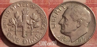 США 1 дайм 1976 года, KM# 195a, 328k-102