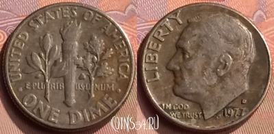США 10 центов 1977 года D, KM# 195a, 418-023