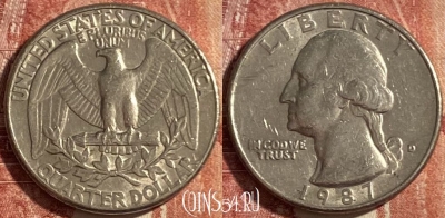 США 25 центов 1987 D, KM# 164a, 476р-113