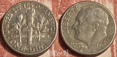 США 1 дайм 1992 P, KM# 195a, 079s-036