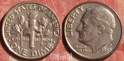 США 10 центов 1995 года P, KM# 195a, 409-014