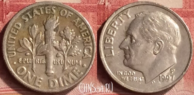 США 10 цент 1997 года P, KM# 195a, 193m-119