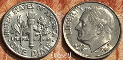 США 1 дайм 1998 P, KM# 195a, 280s-080
