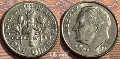 США 1 дайм 1999 P, KM# 195a, 167s-078