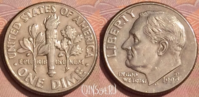 США 1 дайм 1999 года D, KM# 195a, 362k-121