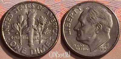 США 10 центов 1999 года D, KM# 195a, 398-033
