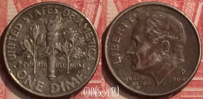 США 10 центов 2004 года D, KM# 195a, 397-083