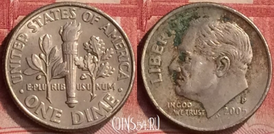 США 10 центов 2005 года P, KM# 195a, 288m-088