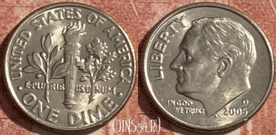 США 1 дайм 2005 D, KM# 195a, 486р-017