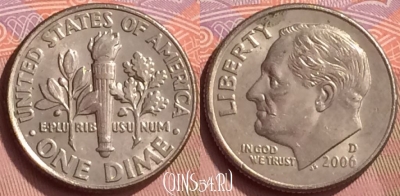 США 10 цент 2006 года D, KM# 195a, 055l-035