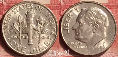 США 10 цент 2006 года P, KM# 195a, 177m-027