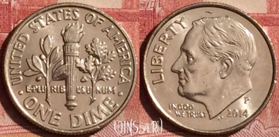 США 1 дайм 2014 года P, KM# 195a, 253l-088