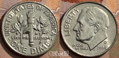 США 1 дайм 2014 D, KM# 195a, 261s-074
