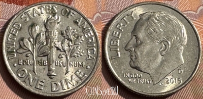 США 1 дайм 2015 D, KM# 195a, 165s-038