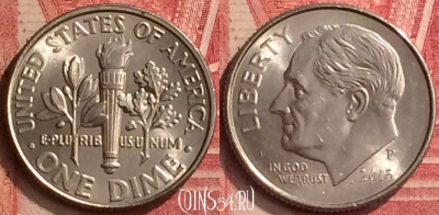 США 10 центов 2015 года P, KM# 195a, 397-102