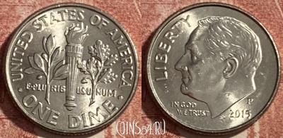 США 1 дайм 2015 P, KM# 195a, 486р-021
