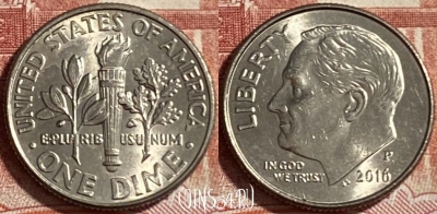 США 1 дайм 2016 P, KM# 195a, 492р-083 ♛