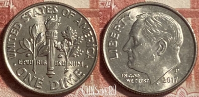 США 1 дайм 2017 P, KM# 195a, 491р-139 ♛