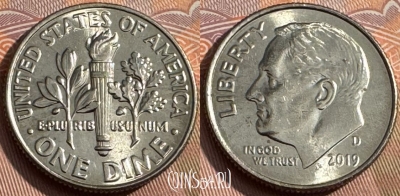 США 1 дайм 2019 D, KM# 195a, 167s-113 ♛