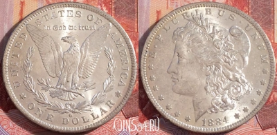 США 1 доллар 1884 года O, Ag, KM# 110, 098a-109