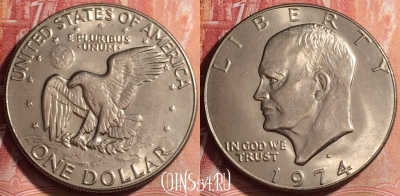 США 1 доллар 1974 года D, KM# 203, 338k-146