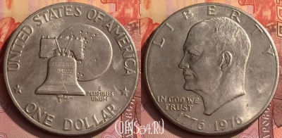 США 1 доллар 1976 года D, KM# 206, 231o-146