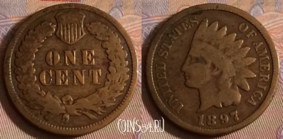 США 1 цент 1897 года, KM# 90a, 269b-118