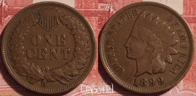 США 1 цент 1899 года, KM# 90a, 069b-035