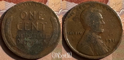 США 1 цент 1911 года, KM# 132, 427s-040 ♛