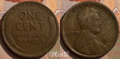 США 1 цент 1917 S, KM# 132, 261s-036 ♛