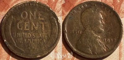 США 1 цент 1918 года, KM# 132, 493р-116