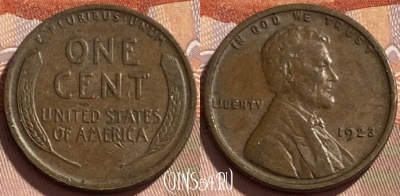 США 1 цент 1923 г., редкая, KM# 132, 494р-137 ♛