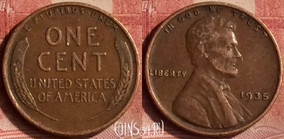 США 1 цент 1935 года, KM# 132, 100m-025