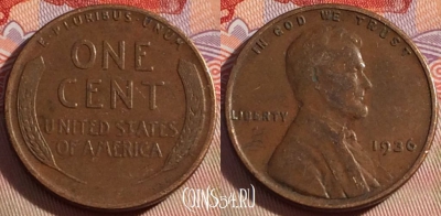 США 1 цент 1936 года, редкая, KM# 132, 092a-098