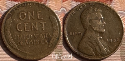 США 1 цент 1936 года, KM# 132, 141s-133