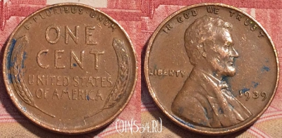 США 1 цент 1939 года, KM# 132, 067c-141