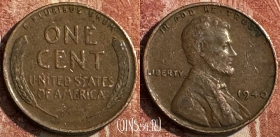 США 1 цент 1940 года, KM# 132, s048s-089
