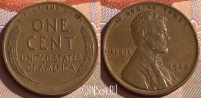 США 1 цент 1942 года, KM# 132, 365p-111 ♛