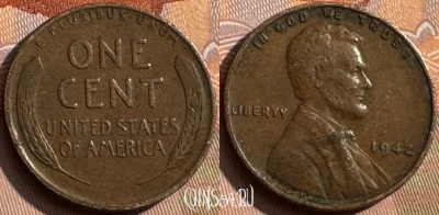 США 1 цент 1942 года, KM# 132, 388s-031 ♛