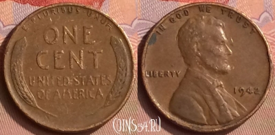 США 1 цент 1942 года, KM# 132, 411-133