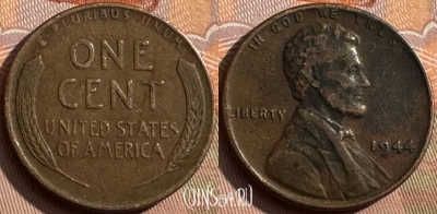 США 1 цент 1944 года, KM# A132, 387s-110
