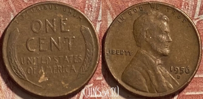 США 1 цент 1956 D, KM# 132, 463r-569