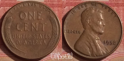США 1 цент 1956 года, KM# A132, 304k-084
