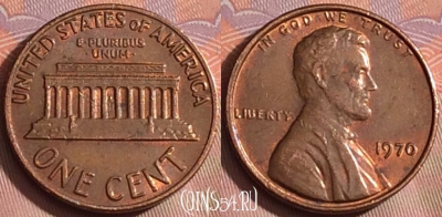 США 1 цент 1970 года, KM# 201, 244k-105