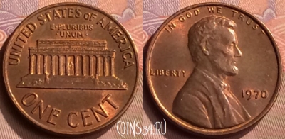 США 1 цент 1970 года, KM# 201, 418-101
