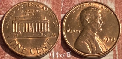 США 1 цент 1973 года, KM# 201, 080s-026