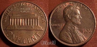 США 1 цент 1976 года, KM# 201, 054-011