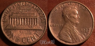 США 1 цент 1977 год, KM# 201, 54-013